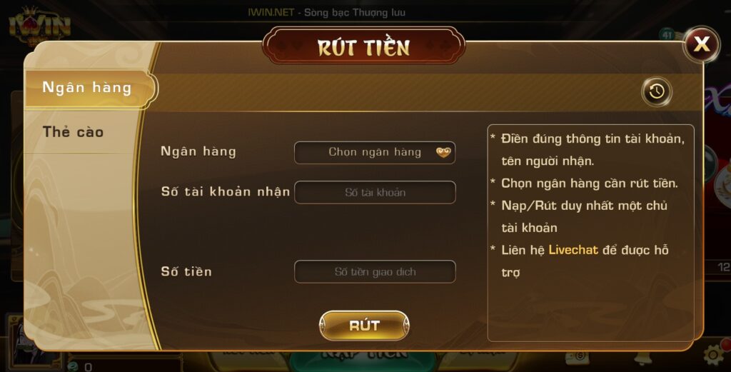 Chi tiết cách rút tiền iwin club qua ngân hàng 